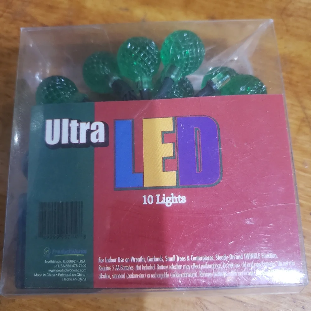 10 Battery Operated Green Rasberry Twinkle Lights, 3.5-Feet